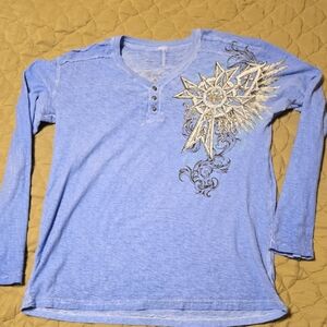 Affliction Light Blue Long Sleeve T-shirt